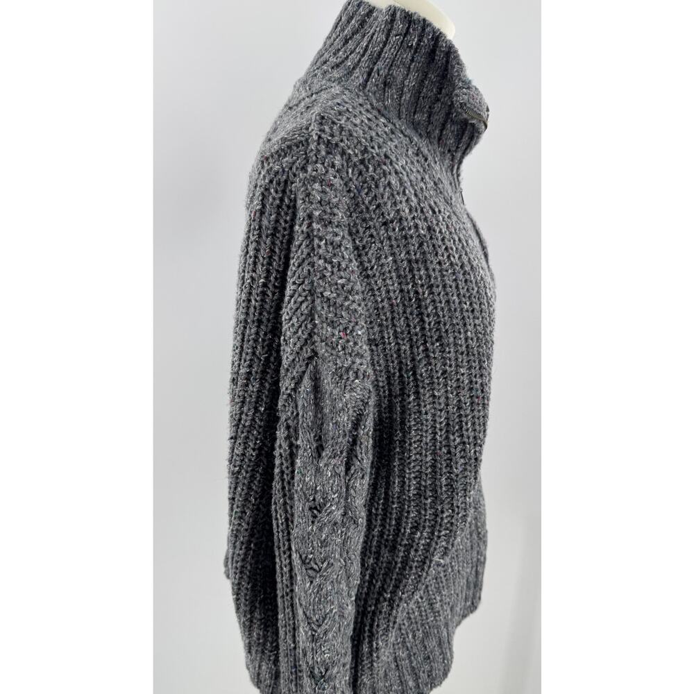 PrAna Womens Gray Cableknit Sweater Wool Blend Mock Neck 1/4 Zip M Cabincore - Picture 5 of 11